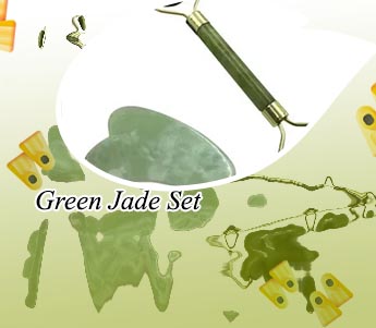 Gemstone jade roller gua sha set